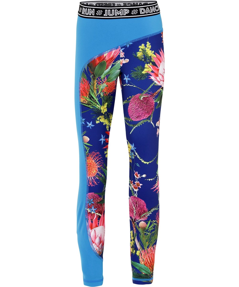 Olympia - Wild Flowers - Blomstrede blå sports leggings