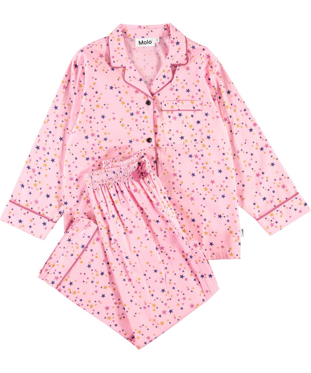 Lex - Starry Sky Pink - Økologisk nattøj med stjerner