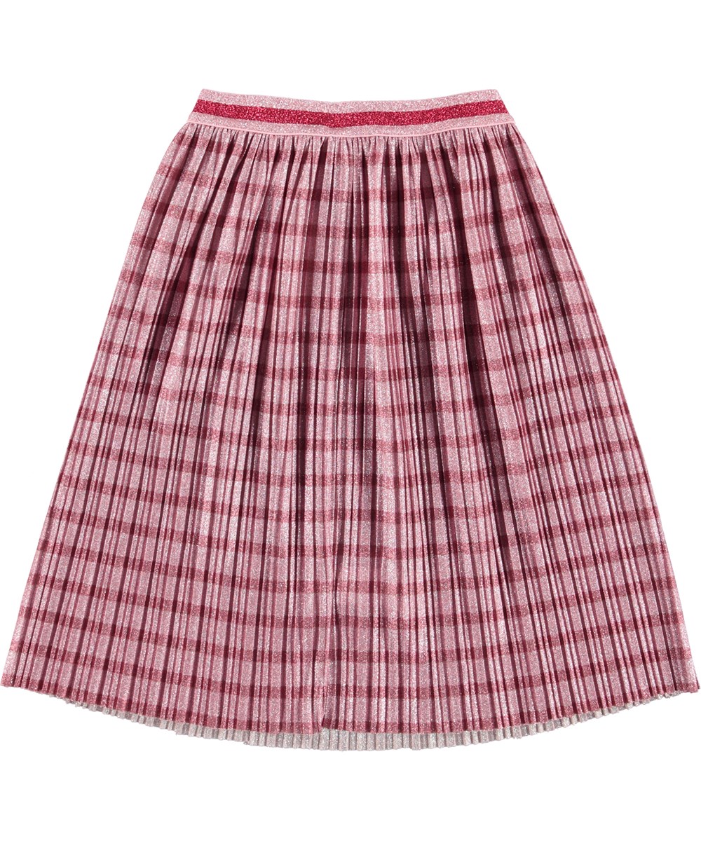 Bailini - Petal Stripe - Lyserød og rød stribet nederdel med glimmer