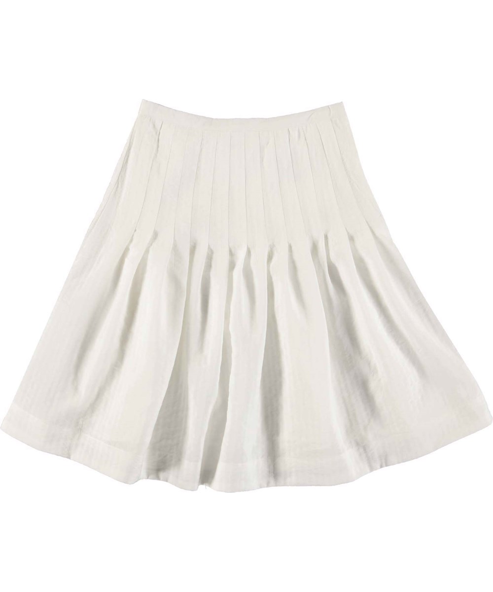 Baji - White - Hvid denim nederdel med læg