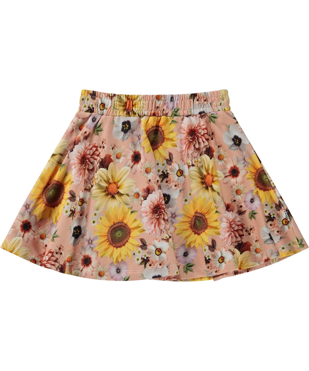 Barbera - Floral Peach - Lyserød økologisk nederdel med allover blomsterprint