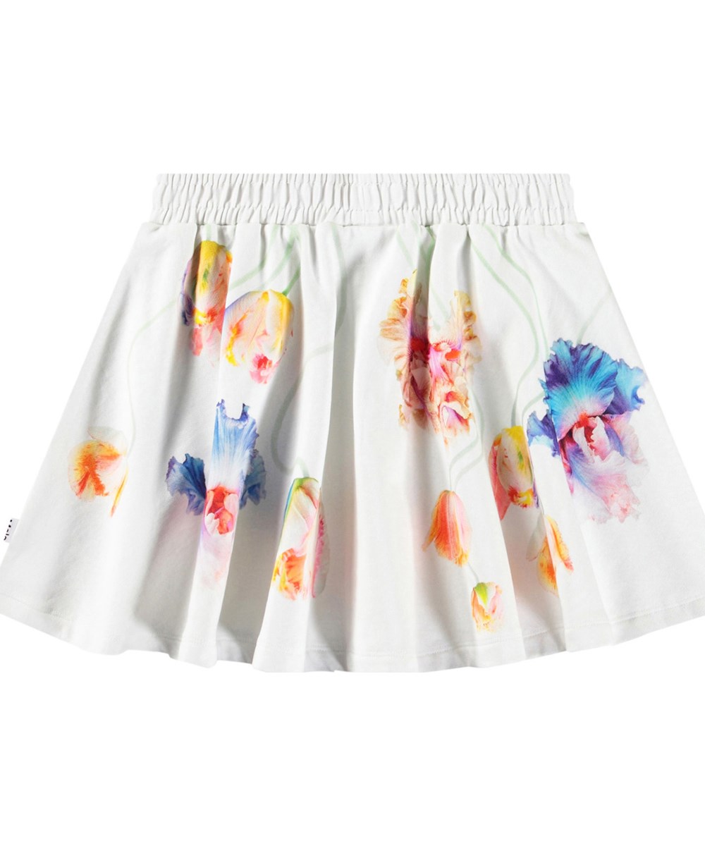 Barbera - Frilly Petals - Nederdel i økologisk bomuld med print af farvestrålende tulipaner til børn.