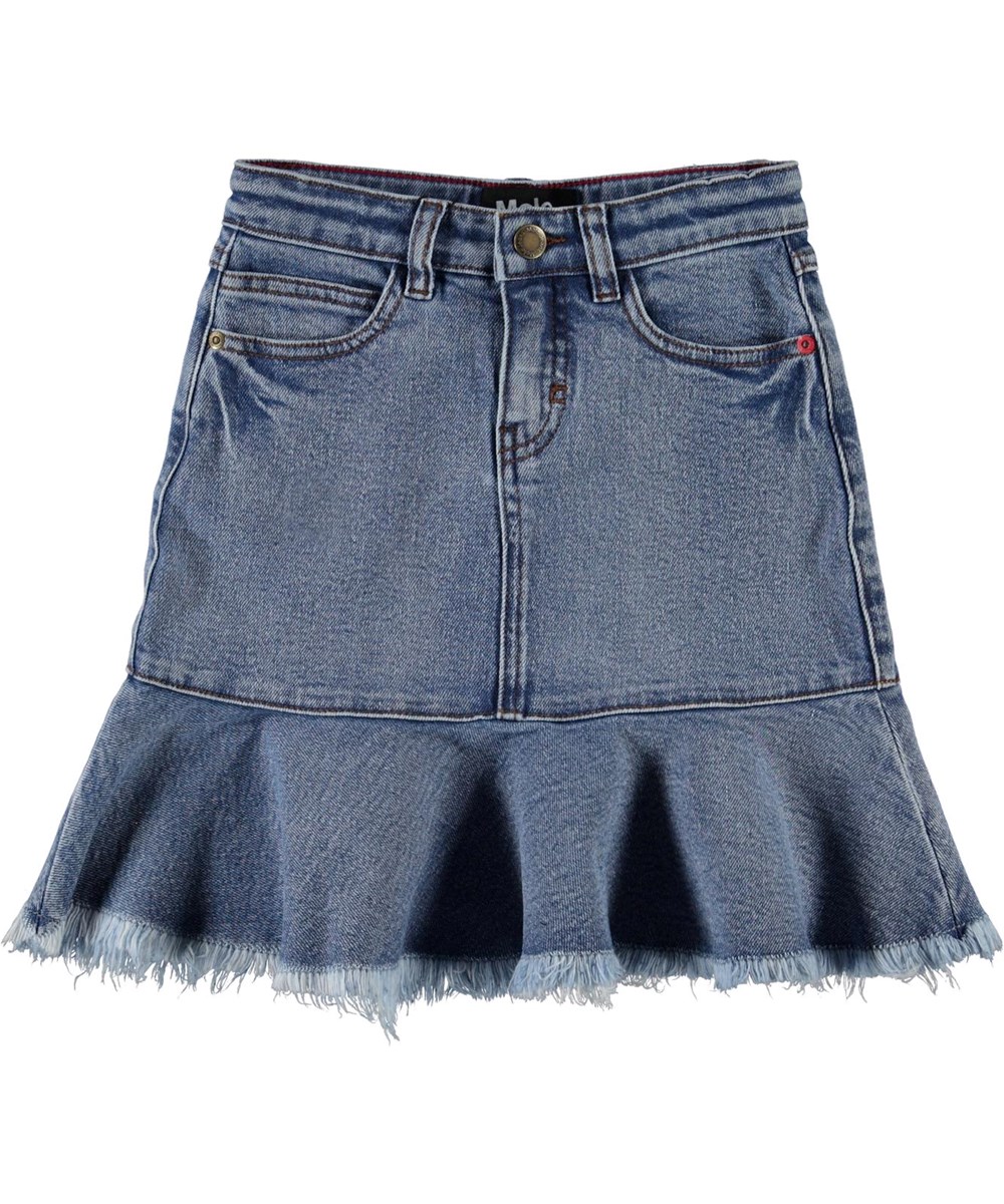 Barbro - Stone Blue - Blå denim nederdel 