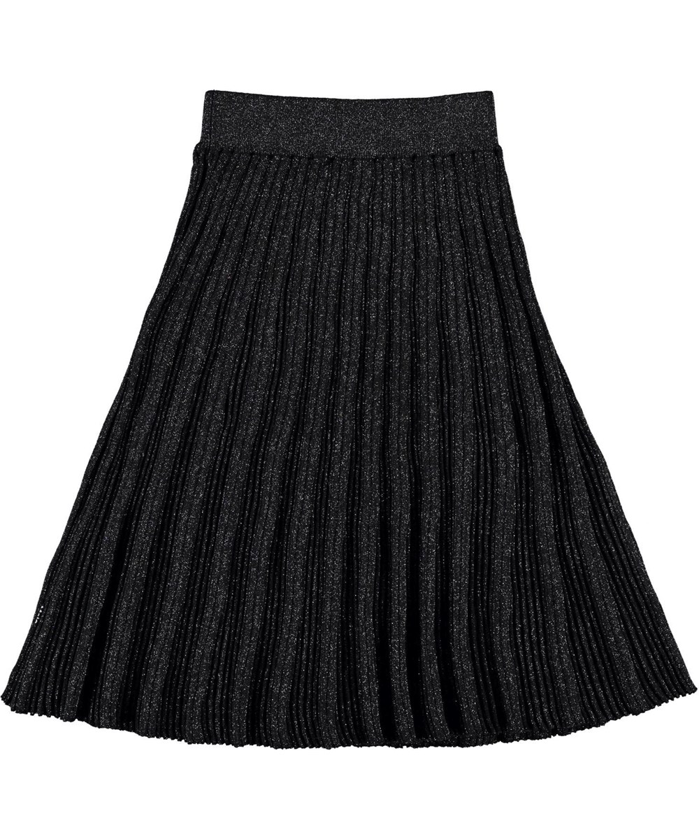 Beatrice - Black - Sort pliseret glitter nederdel