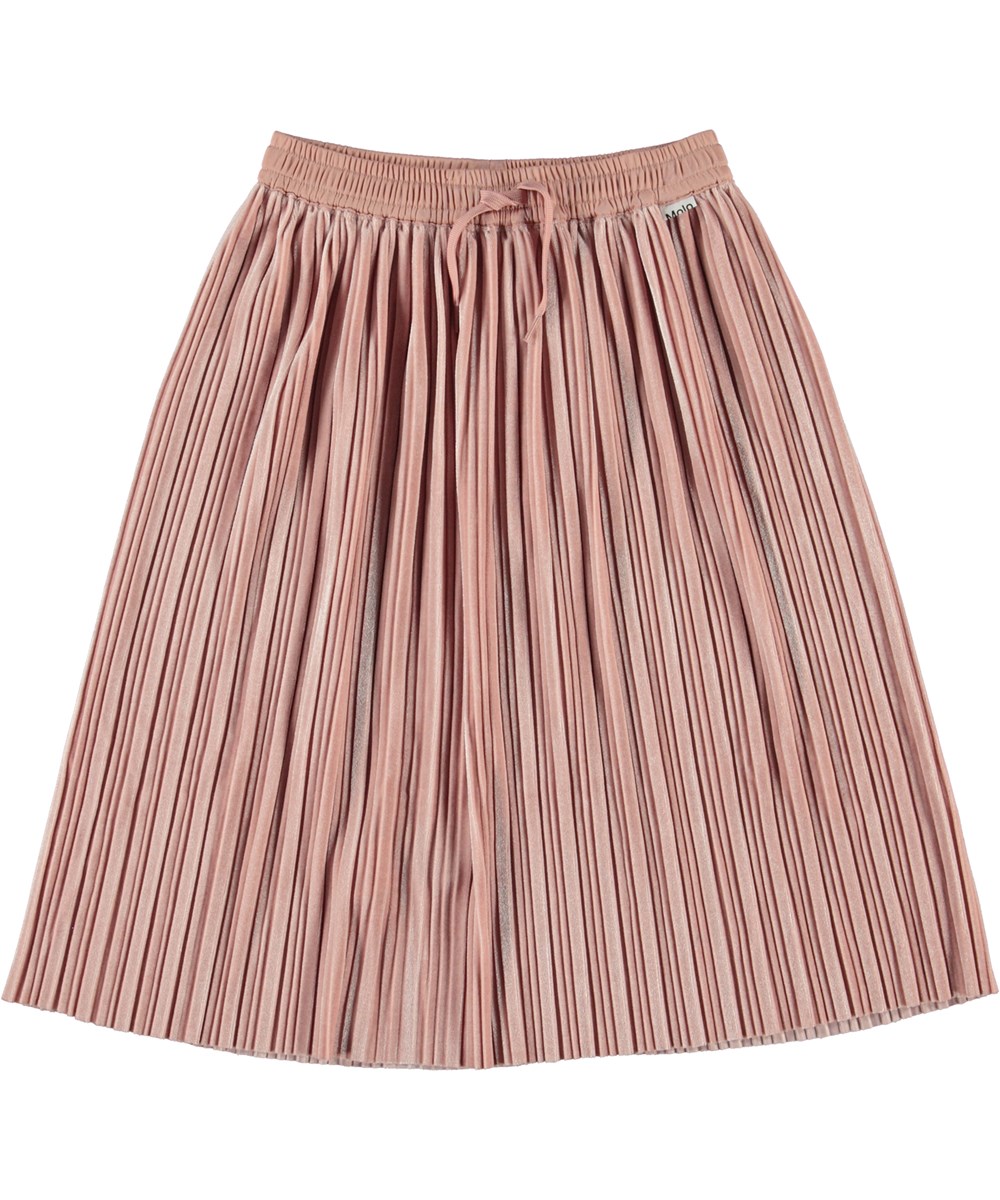 Becky - Petal Blush - Lyserød plisséret midi nederdel