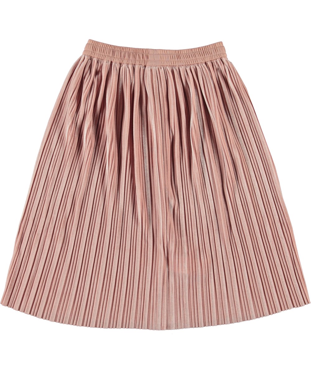 Becky - Petal Blush - Lyserød plisséret midi nederdel