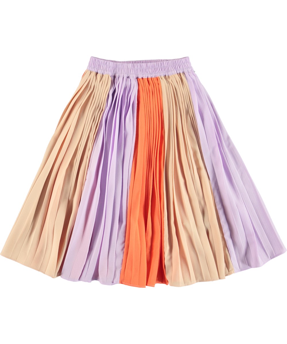 Becky - Starlight - Lilla orange og beige pliseret nederdel