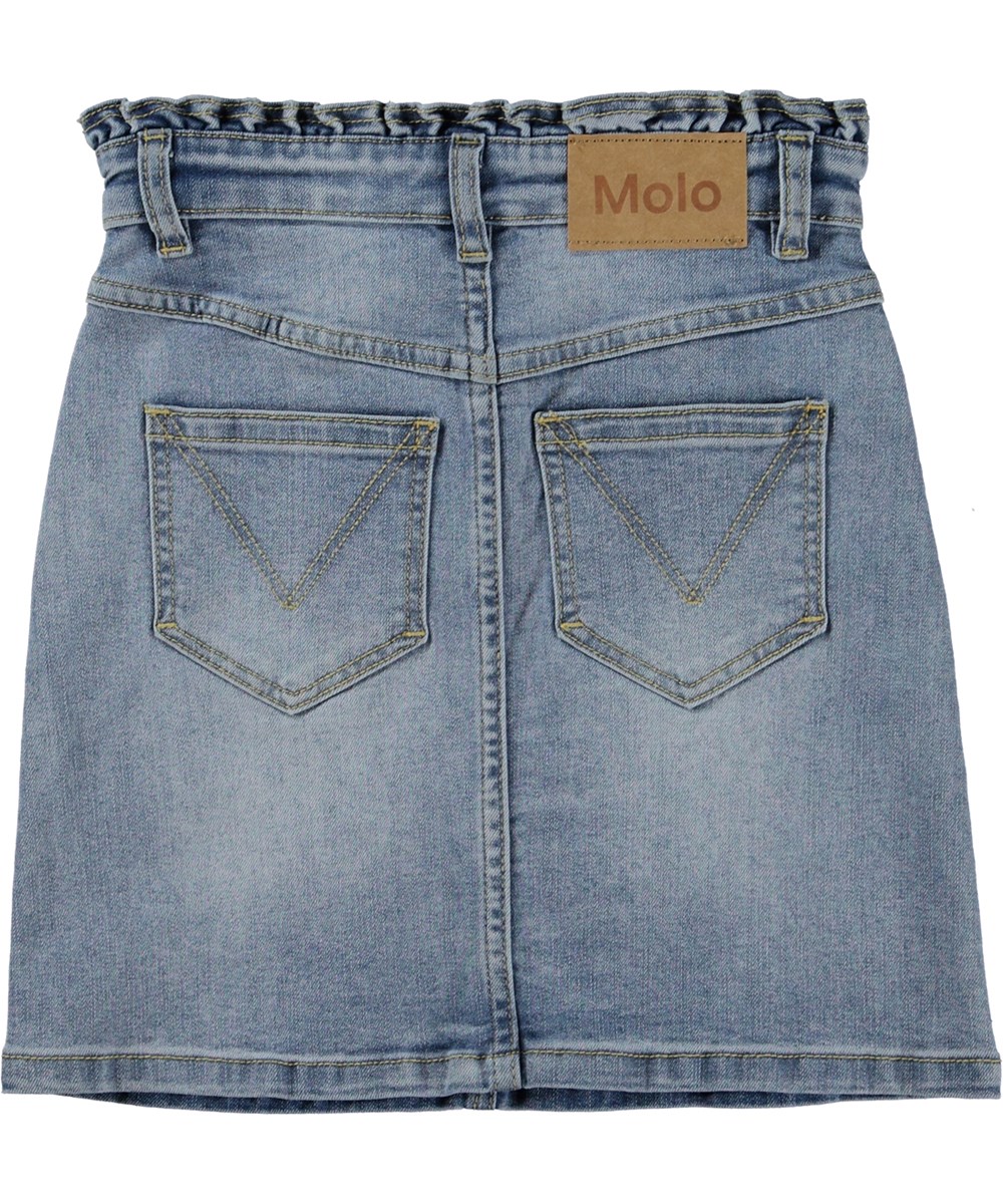 Belle - Stone Bleached - Blå denim nederdel i genanvendeligt materiale