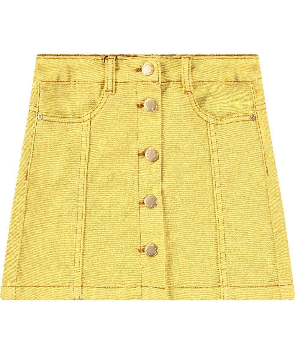 Bera - Sunbright - Gul denim nederdel med guldfarvede knapper som lukning til børn