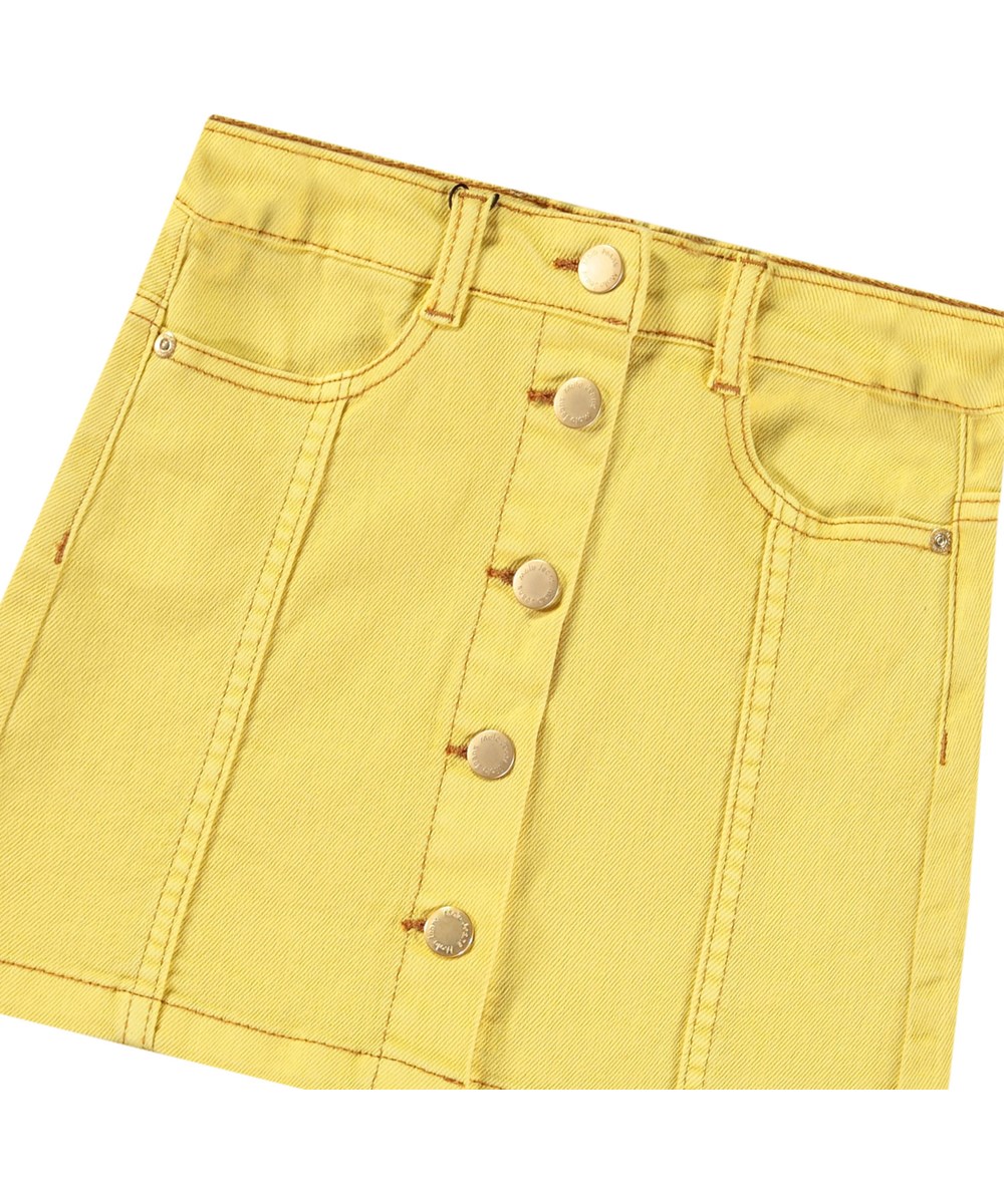 Bera - Sunbright - Gul denim nederdel med guldfarvede knapper som lukning til børn