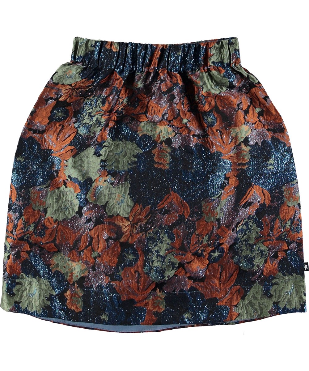 Betsy - Midnight Floral - Jaquard nederdel med glimmer.