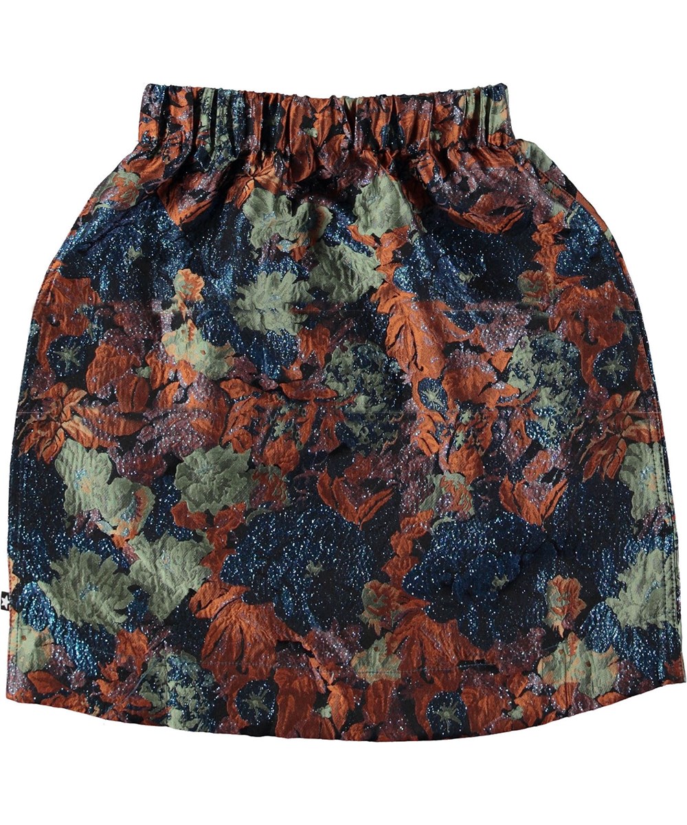 Betsy - Midnight Floral - Jaquard nederdel med glimmer.