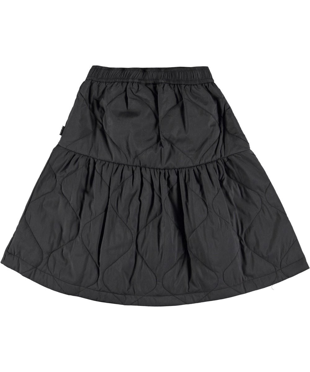 Bette - Black - Sort quiltet midi nederdel