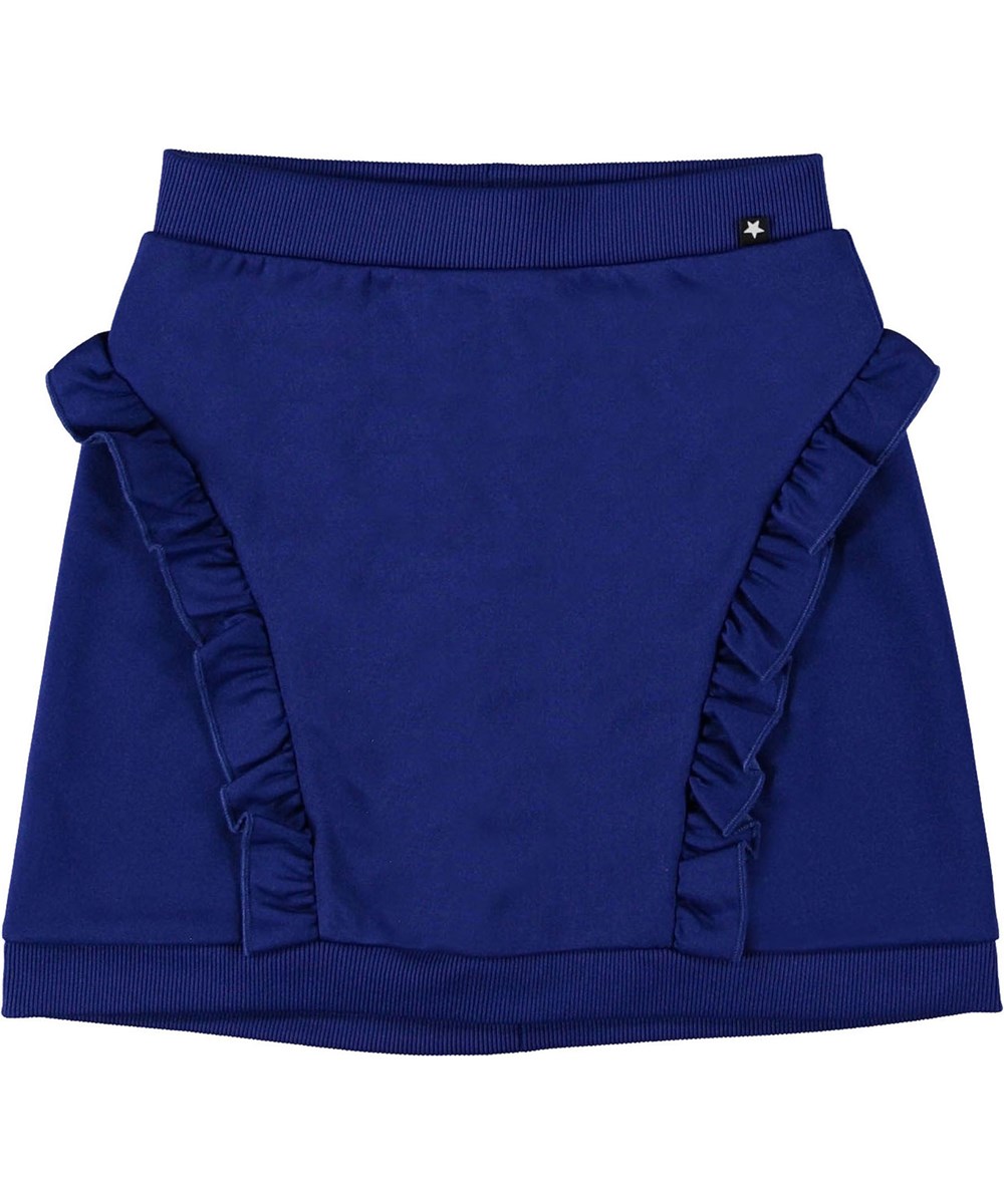 Beverly - Lapis Blue - Blå nederdel med flæser. 