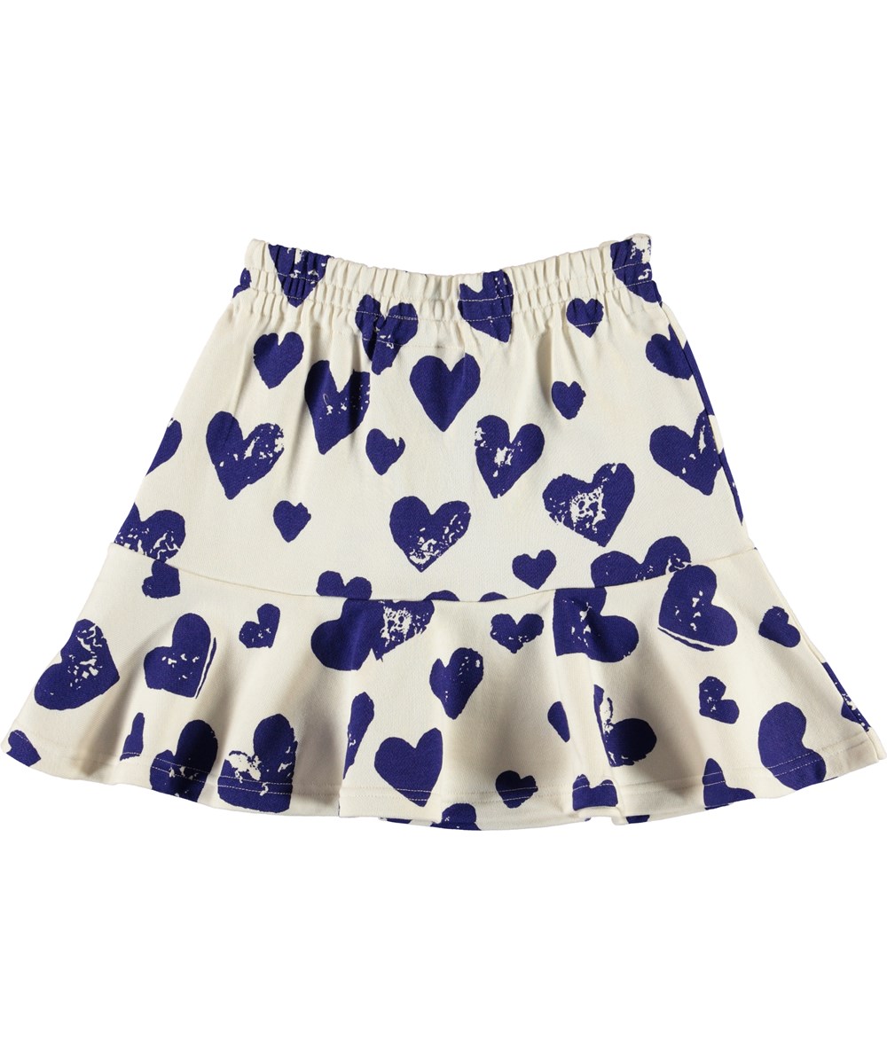 Bliss - Love Forever Blue - Hvid nederdel med blå hjerter