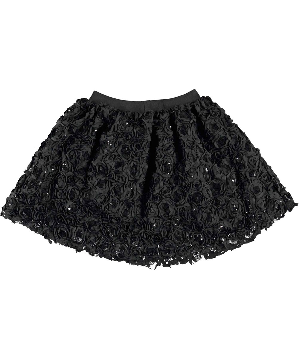 Brickly - Black - Sort nederdel med blomster og palietter