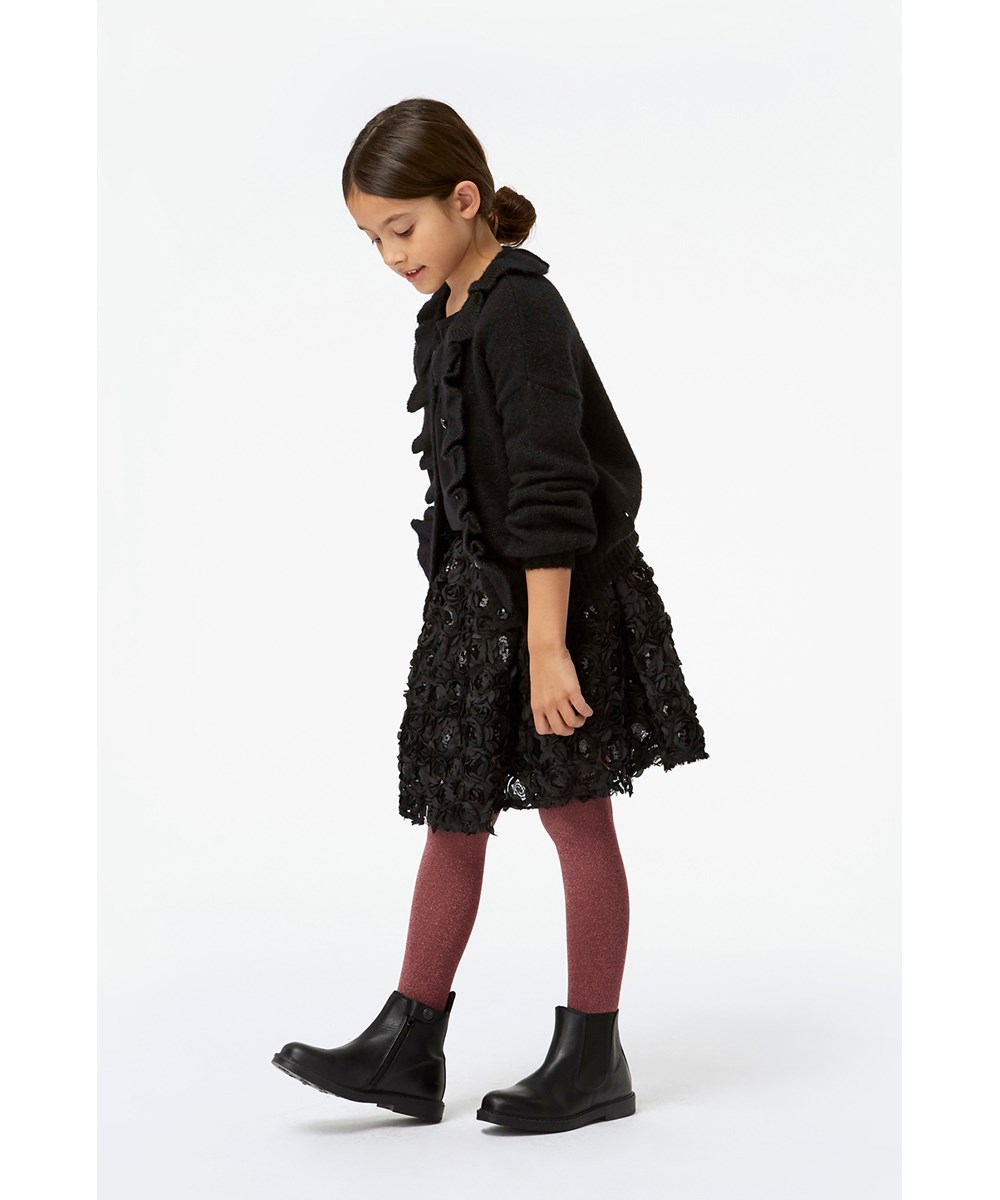 Brickly - Black - Sort nederdel med blomster og palietter