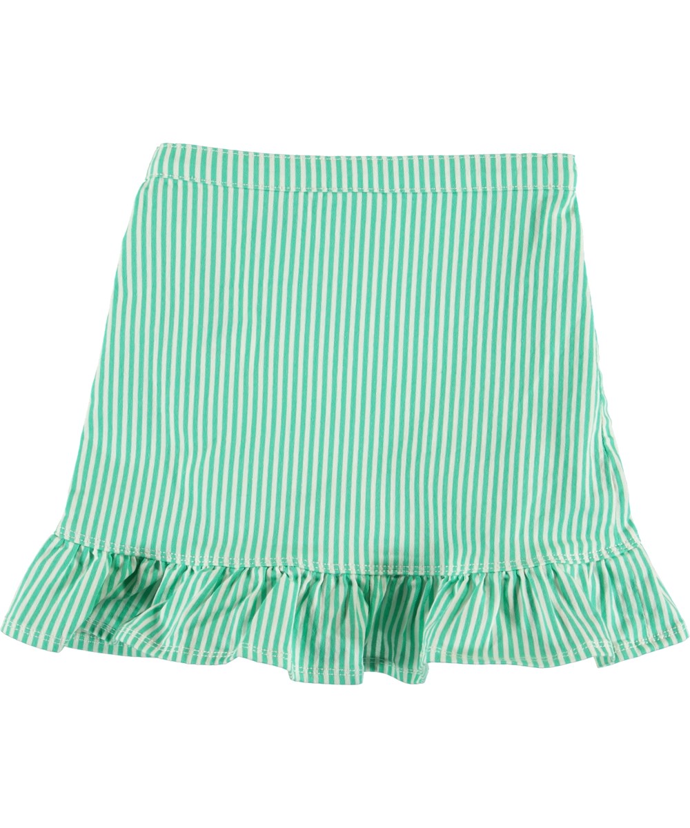 Brigitt - Lagoon Stripe - Grøn og hvid stribet nederdel