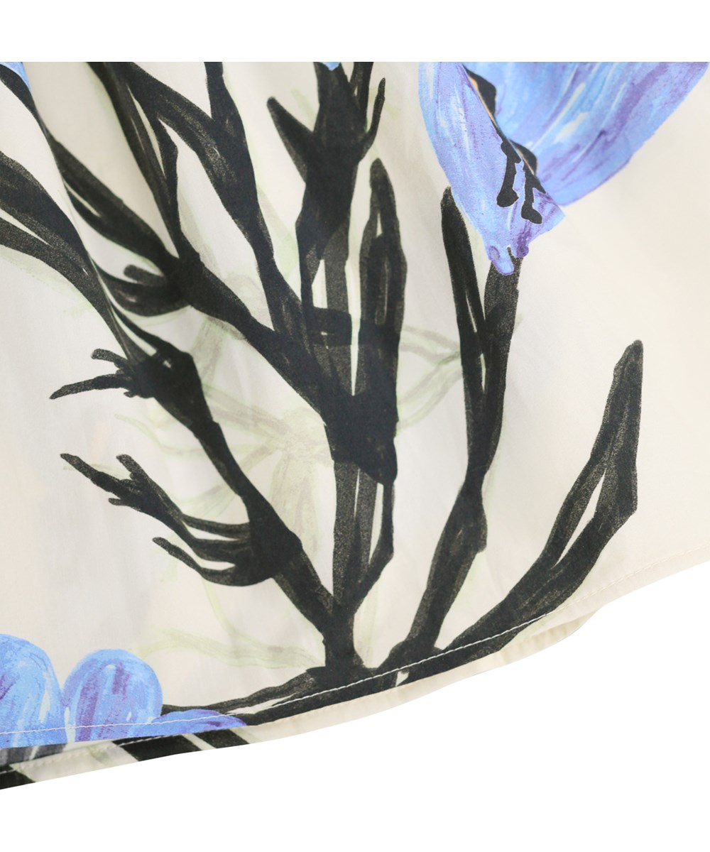 Brisali - Painted Crocus - Råhvid knælang nederdel økologisk med blomster print til børn 