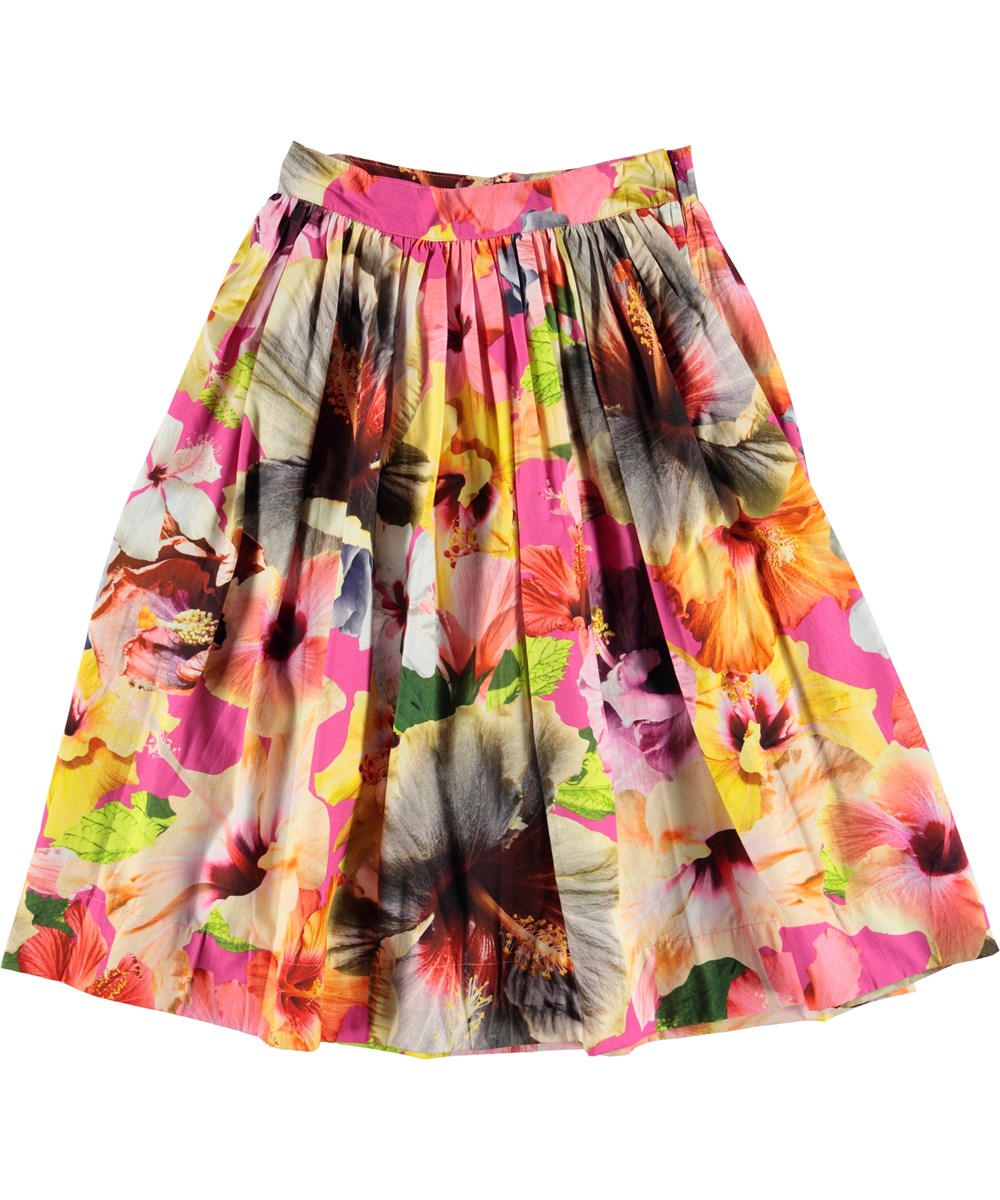 Brittany - Pacific Floral Pink - Blomstret maxi nederdel