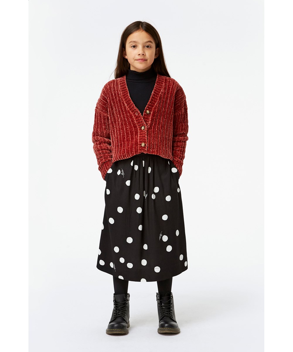 Buffy - White Dots - Sort nederdel med hvide prikker