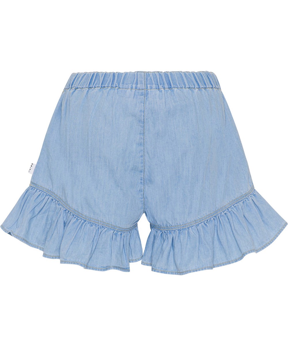 Abba - Summer Wash Indigo - Lette lyseblå shorts i økologisk bomuld