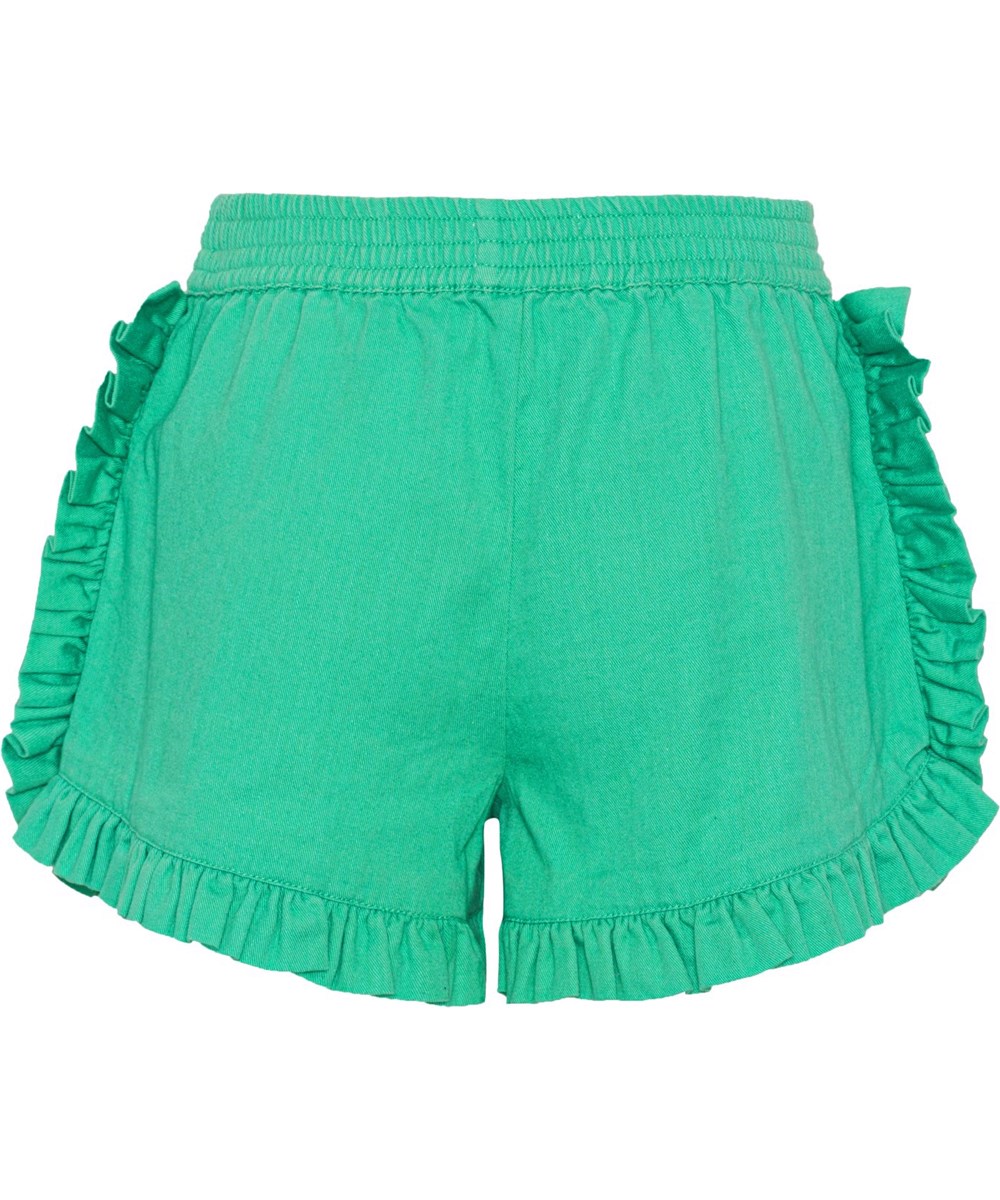 Acacia - Chalk Green - Grønne bomulds shorts med flæse detaljer