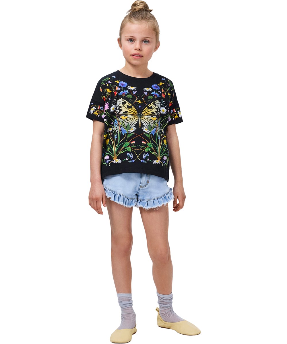 Agnetha - Bleached - Blå denim shorts i bomuld til børn