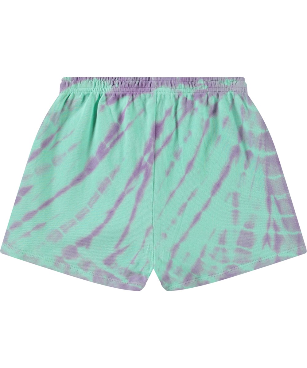 Akima - Ocean Tie Dye - Shorts i økologisk bomuld til børn. Tie-dye i turkis og lilla