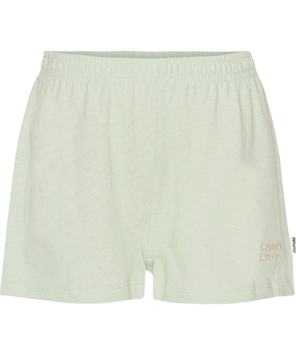 Akima - Pale Pear - Grønne shorts med broderi