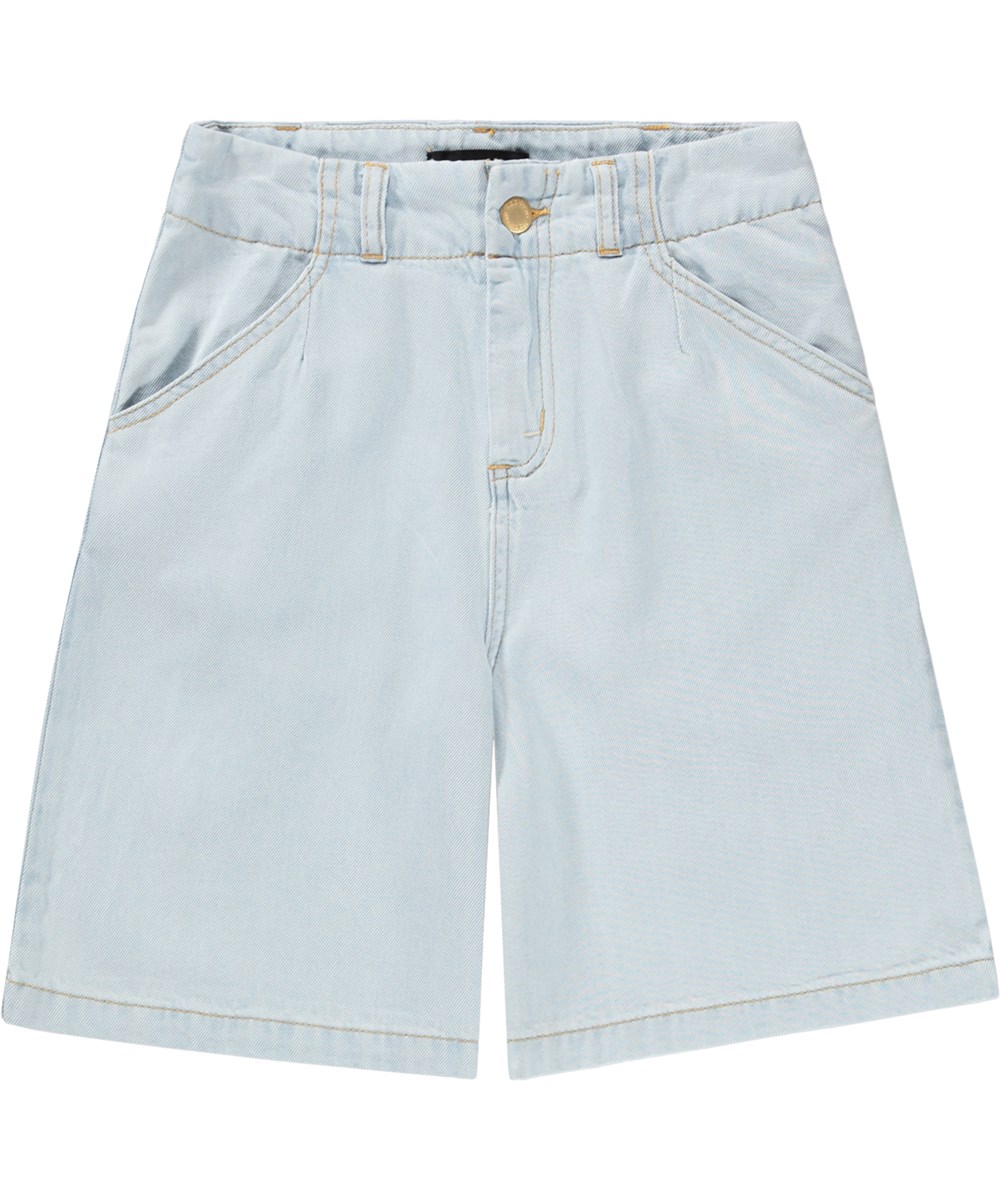 Alikami - Bleached Drapy - Blå denimshorts med brede ben til børn