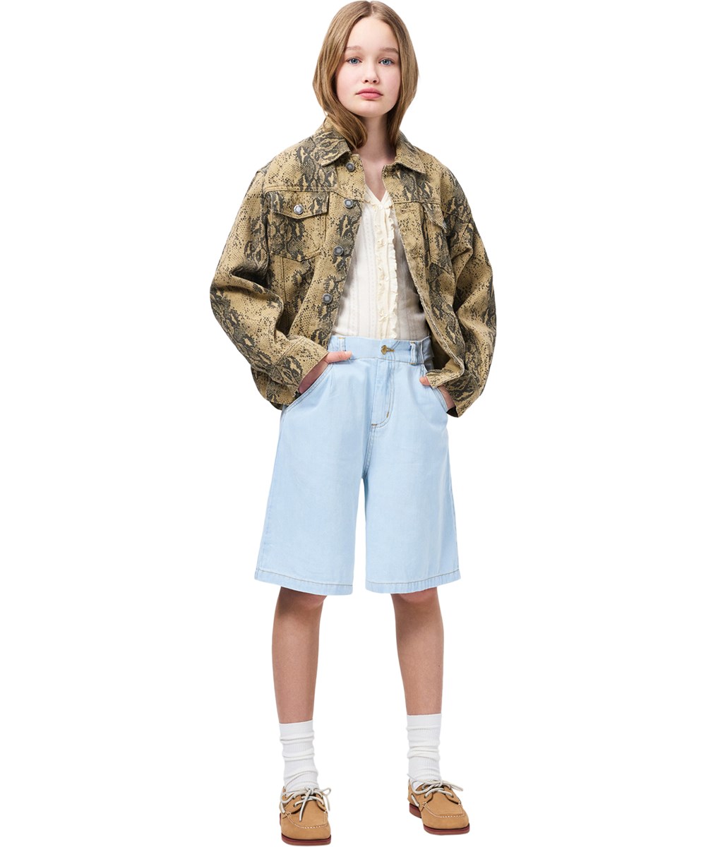 Alikami - Bleached Drapy - Blå denimshorts med brede ben til børn