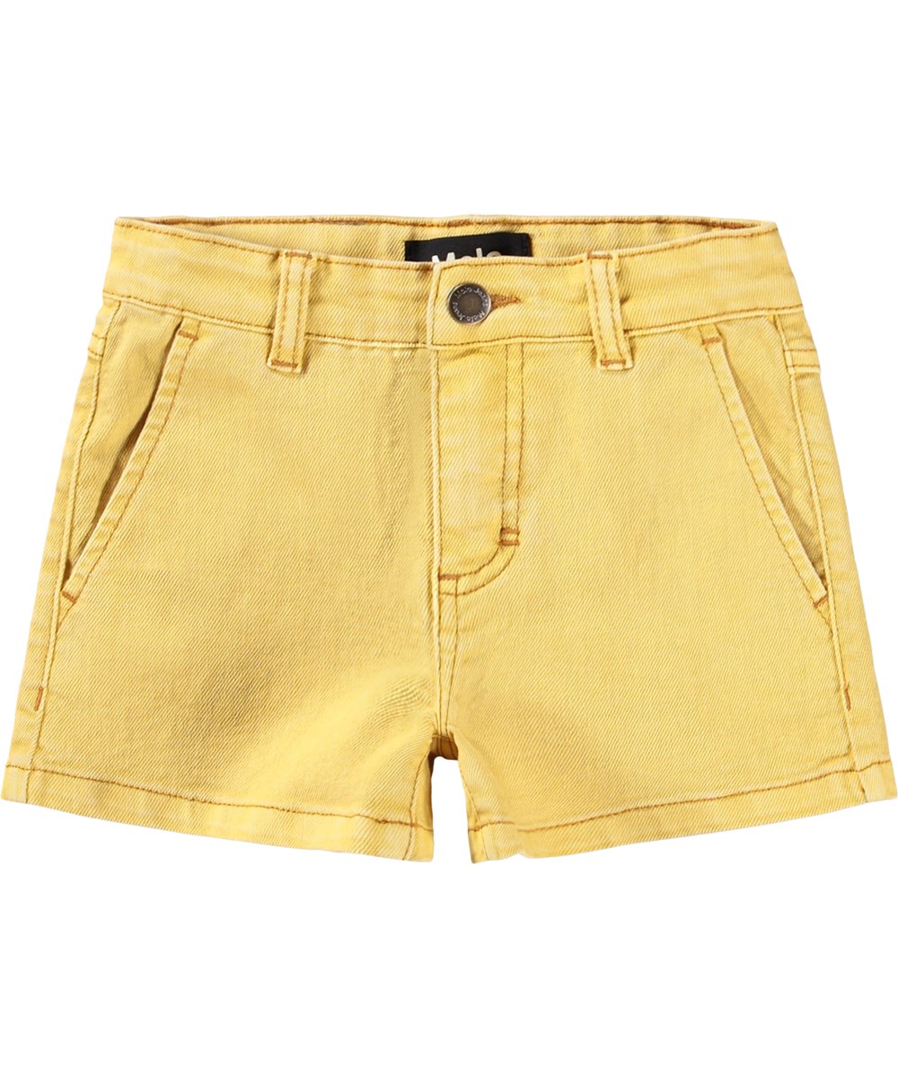 Alvira - Sunshine - Gule, denim shorts med justerbar talje til børn