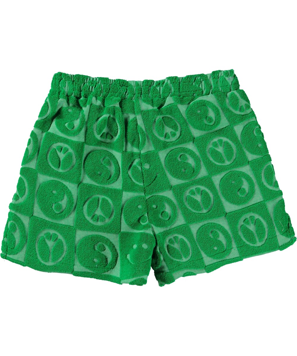 Angel - Bright Green - Grønne frotté shorts med mønster 