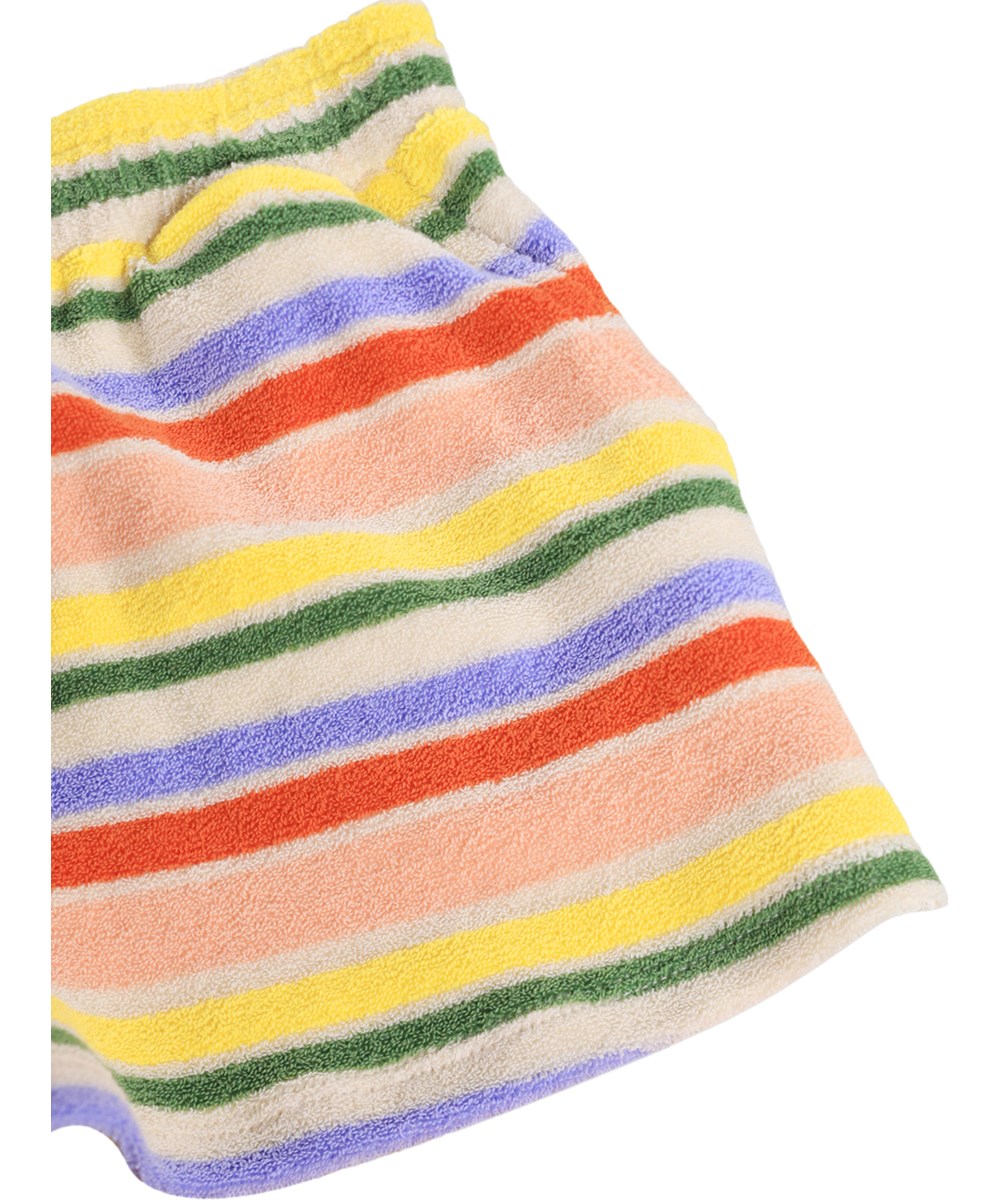 Angela - Together Stripe - Multistribet shorts i økologisk bomuldsfrotté til børn