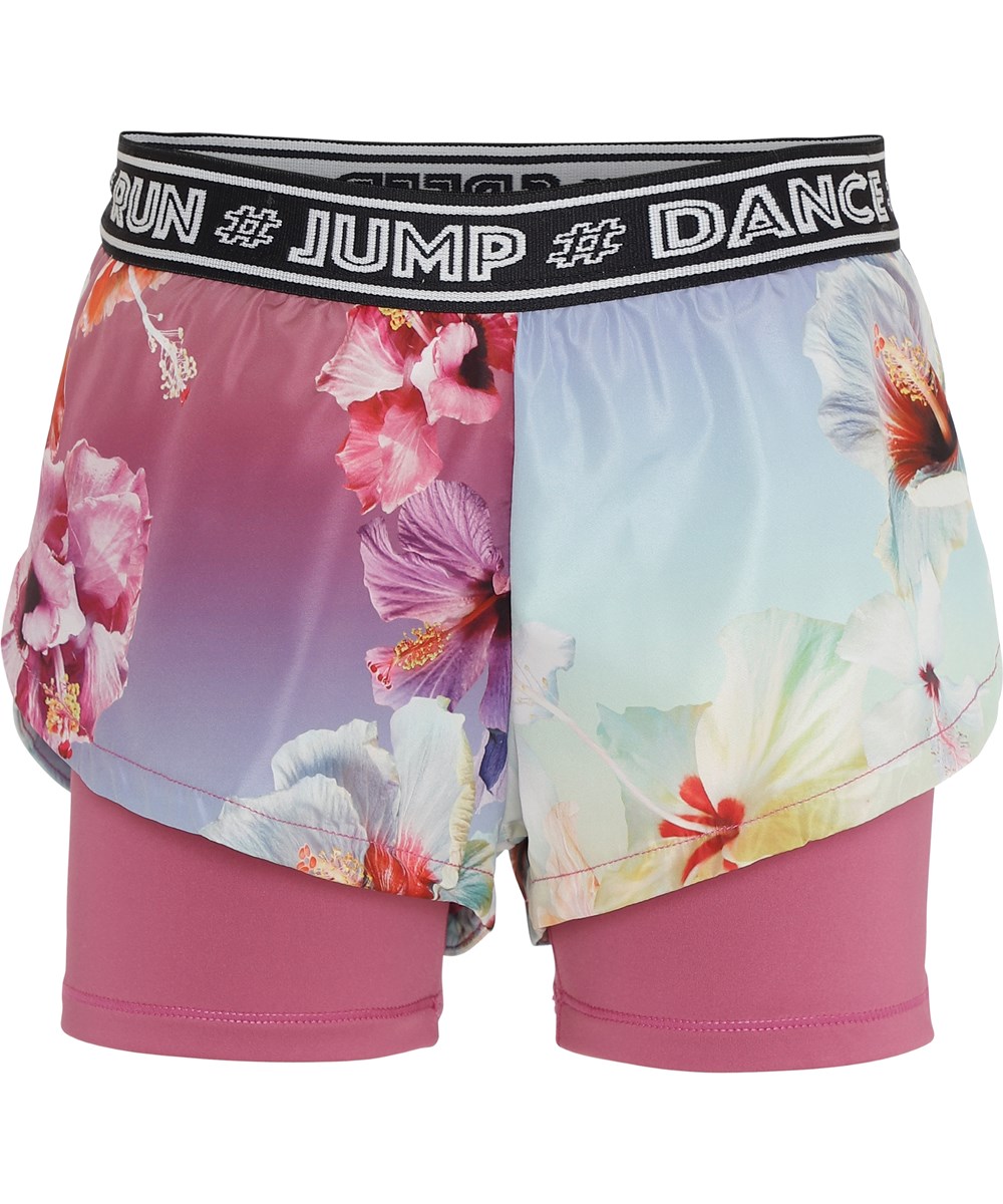 Omari - Hibiscus Rainbow - Sportsshorts med blomster print