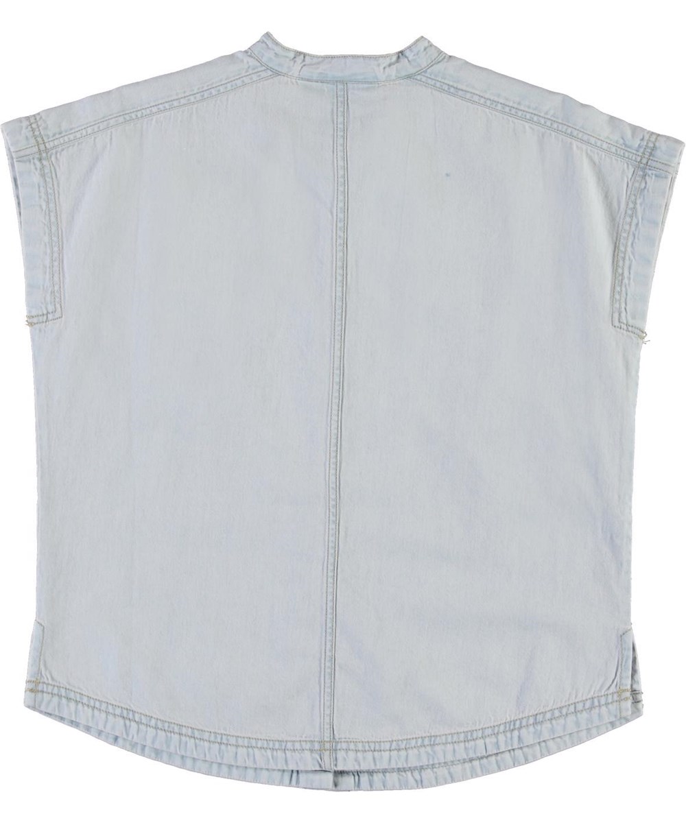 Rae - Washed White - Lyseblå denimskjorte uden ærmer