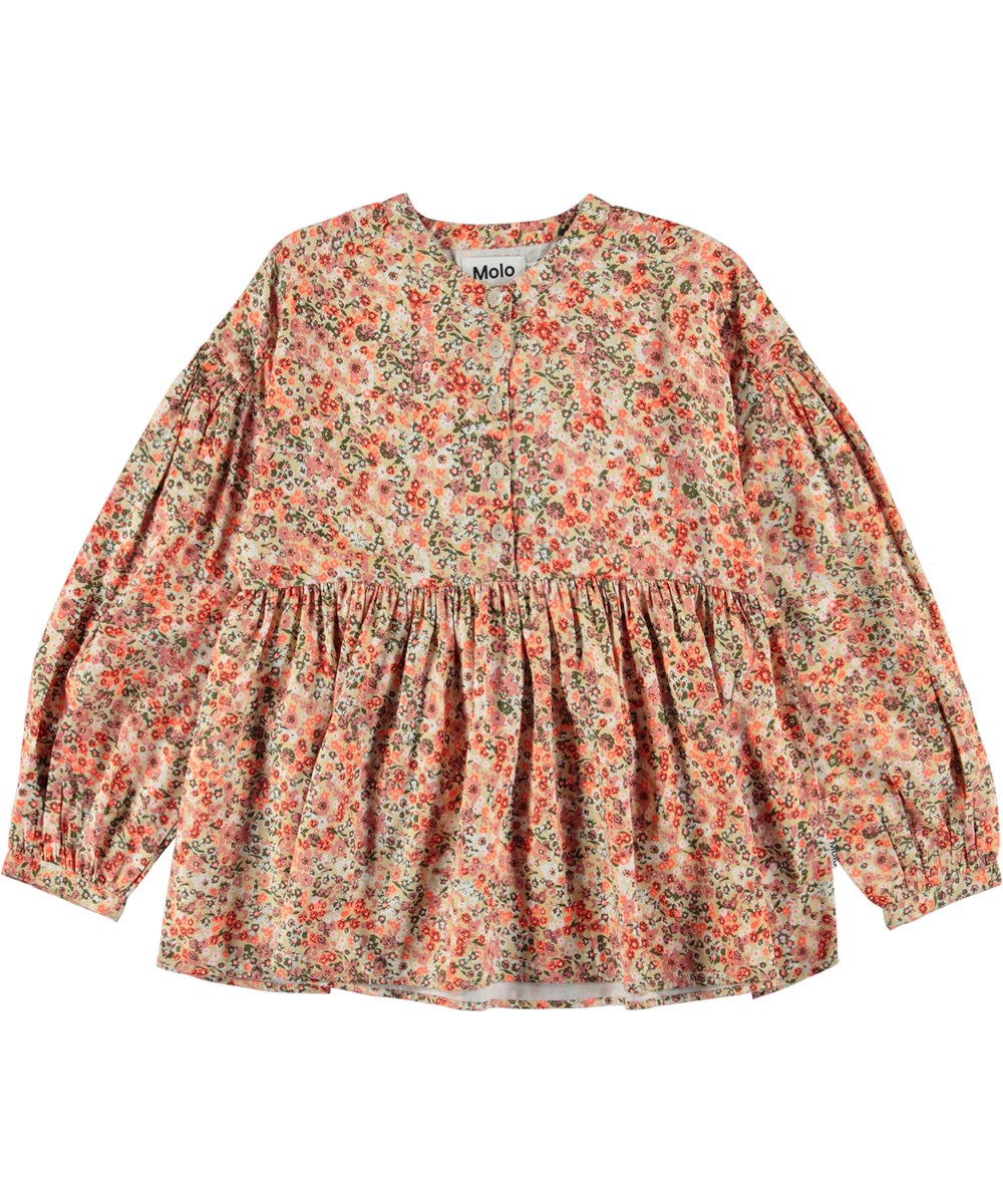 Raluca - Meadow - Blomstret skjortebluse med store ærmer