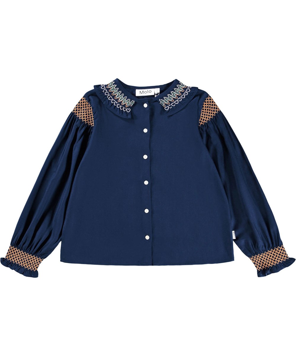 Raula - Galaxy Blue - Mørkeblå skjorte i viskose til børn. 