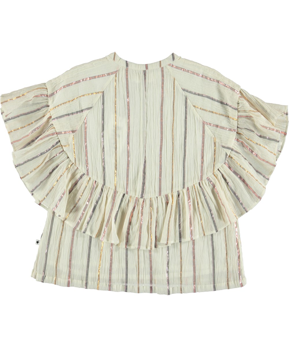 Renee - Metalic Stripe - Lys bluse med metallic striber