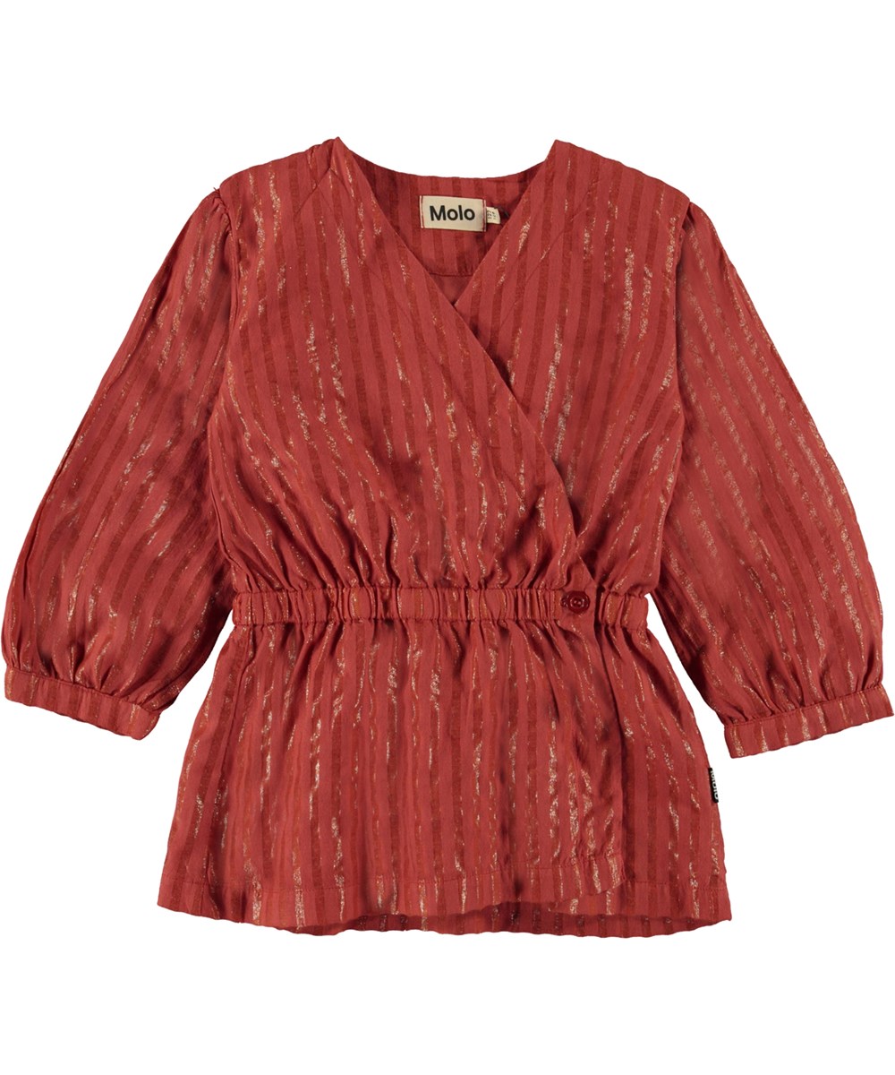 Rikki - Dried Chili - Rød slå om skjorte med metallic striber