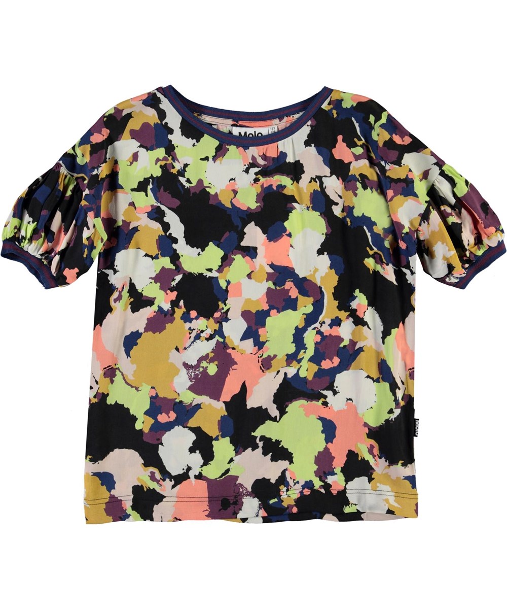 Robyn - Pangea Camo - T-shirt med farvede felter