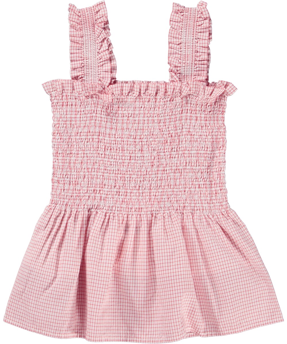 Rosine - Red Check - Rød og hvid ternet smock top