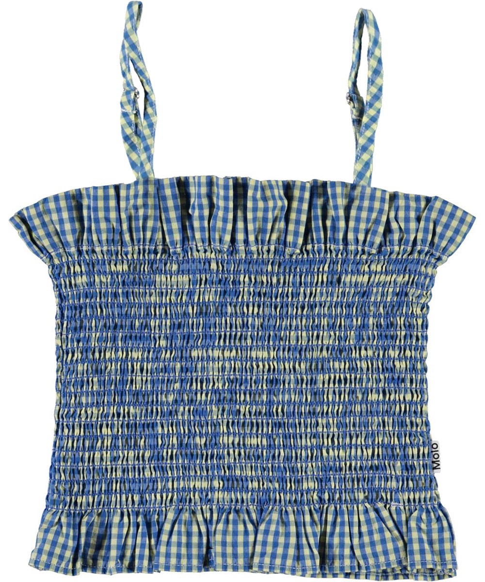 Rozetta - Vintage Check - Blå ternet sommer top
