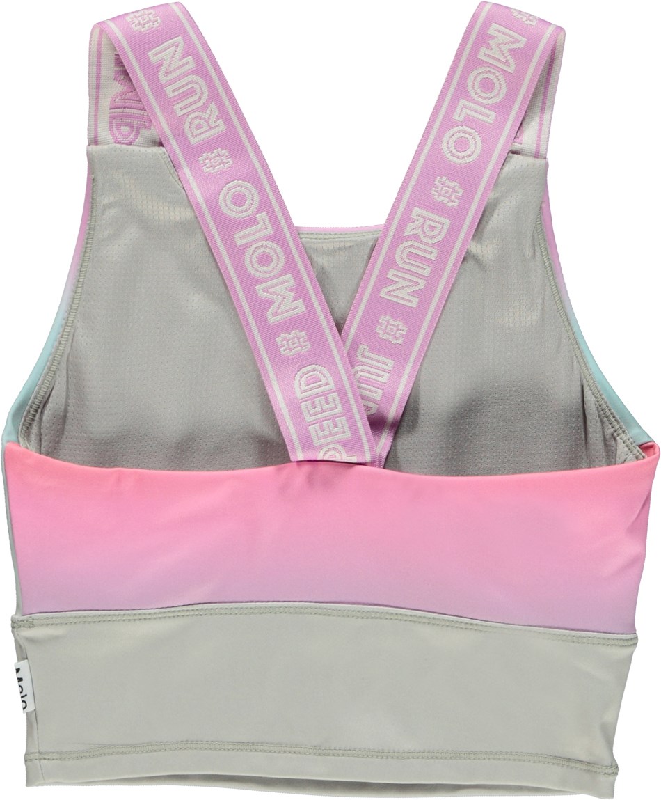 Oliva - Misty Stripe - Sportstop i pastelfarvet regnbueprint