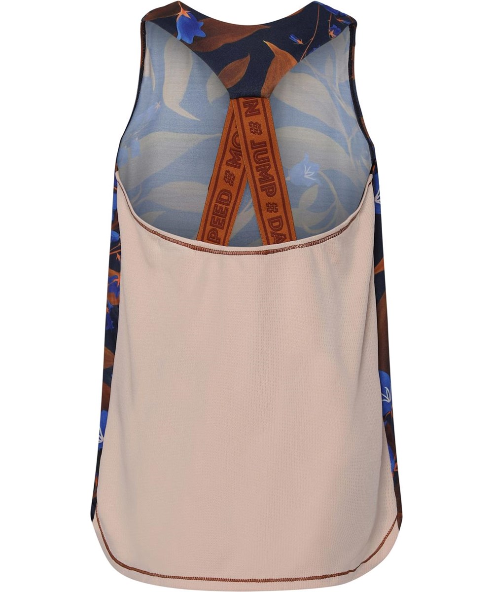 Oriana - Night Bloom_Big - Sportstop med blå og brune blomster print