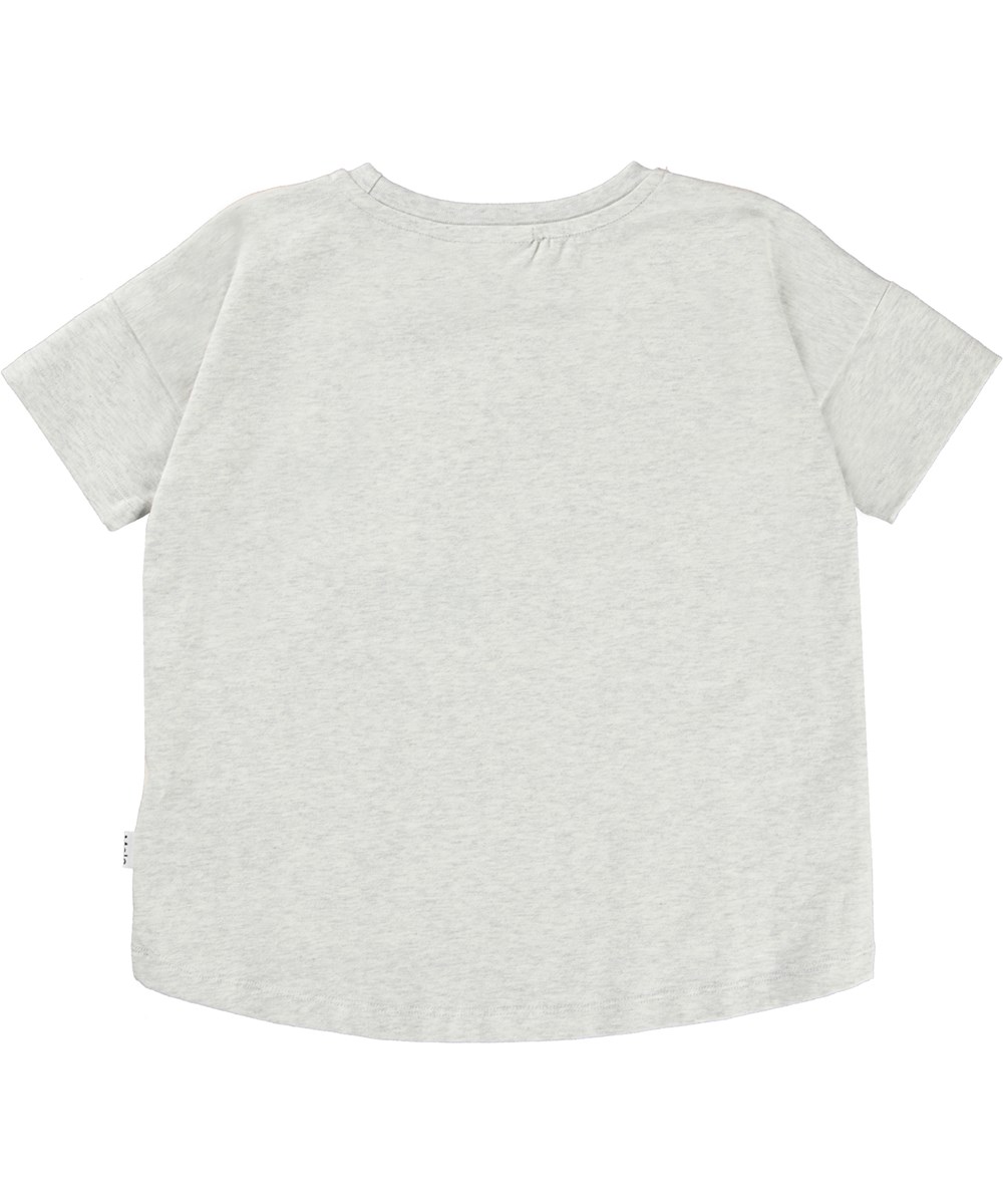 Raeesa - Solar Birds - Økologisk lysegrå t-shirt med fugle print