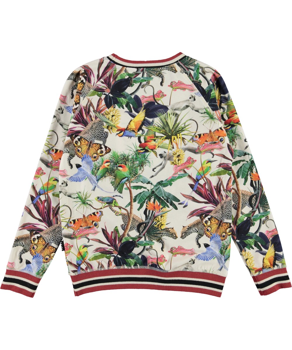 Raewyn - Imaginary Jungle - Økologisk bluse med print af farverige dyr