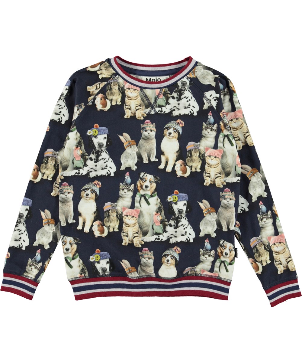 Raewyn - Snow Ready - Økologisk blå bluse med dyre print