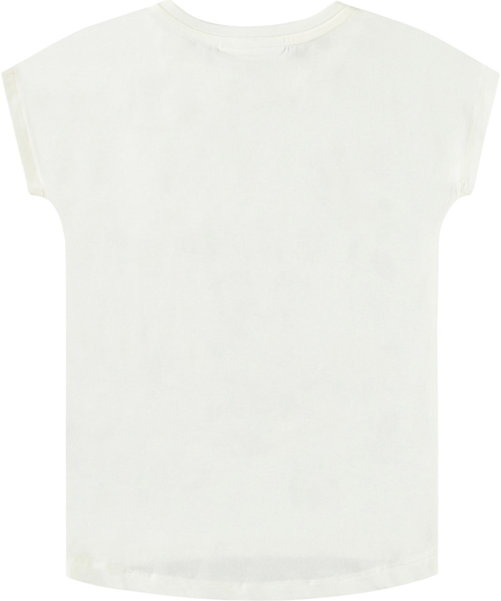 Ragnhilde - Floral Puma - Råhvid t-shirt med print til børn i blødt økologisk bomuld med rund hals og små ærmer.